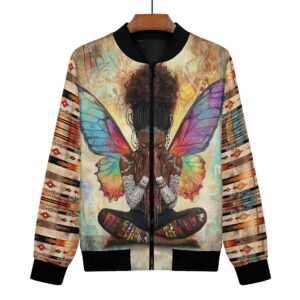 Women's Zip Up Print Bomber Jacket